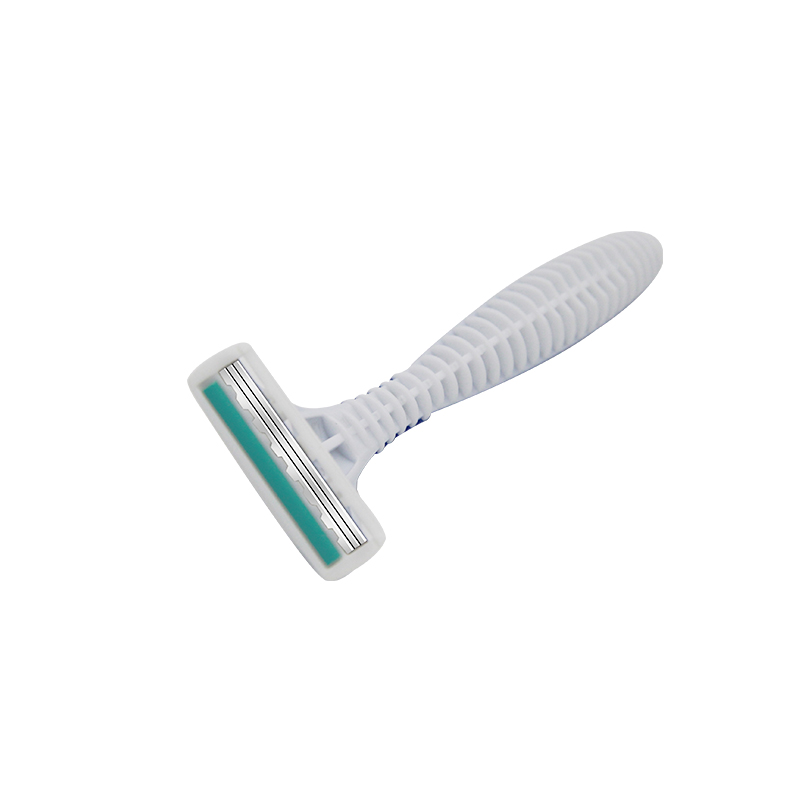 Three Blades Rubber Handle Disposable Razor with Display Card