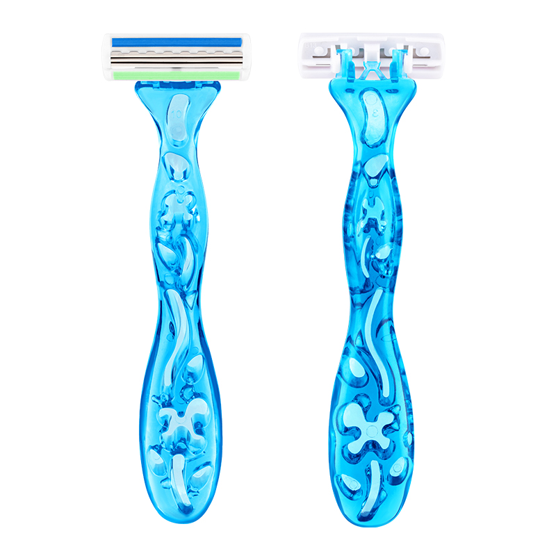 PearlMax New Dual Color Triple Blade Women Body Razor Disposable Shaving Razor Safety Face Shaving Pink Plastic Razor for Lady