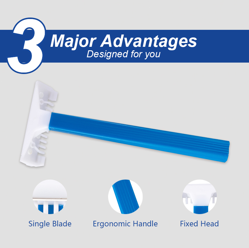 PearlMax High Quality Stainless Steel Razor Blades Disposable Single Men's Razor Barber 1 Blade Plastic Handle Razor