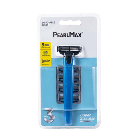 PearlMax Wholesale 3 Blades Disposable Razor with Rubber And Plastic Handle for Personal Use High Quality Metal Handle Razor