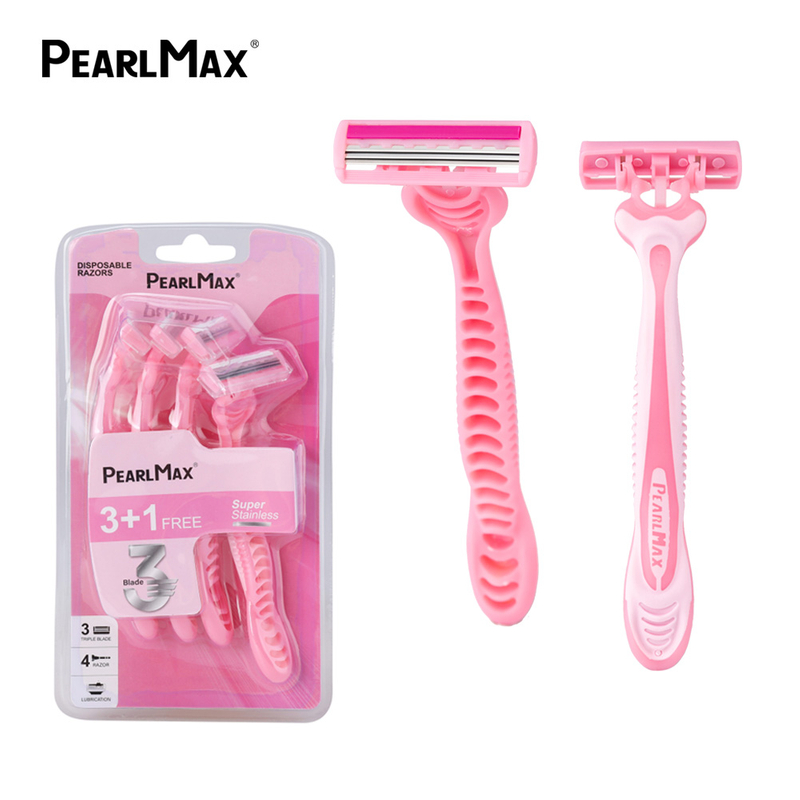 PearlMax Disposable Triple Blade Razor with rubble Handle Men's Shaving razor Face Razors