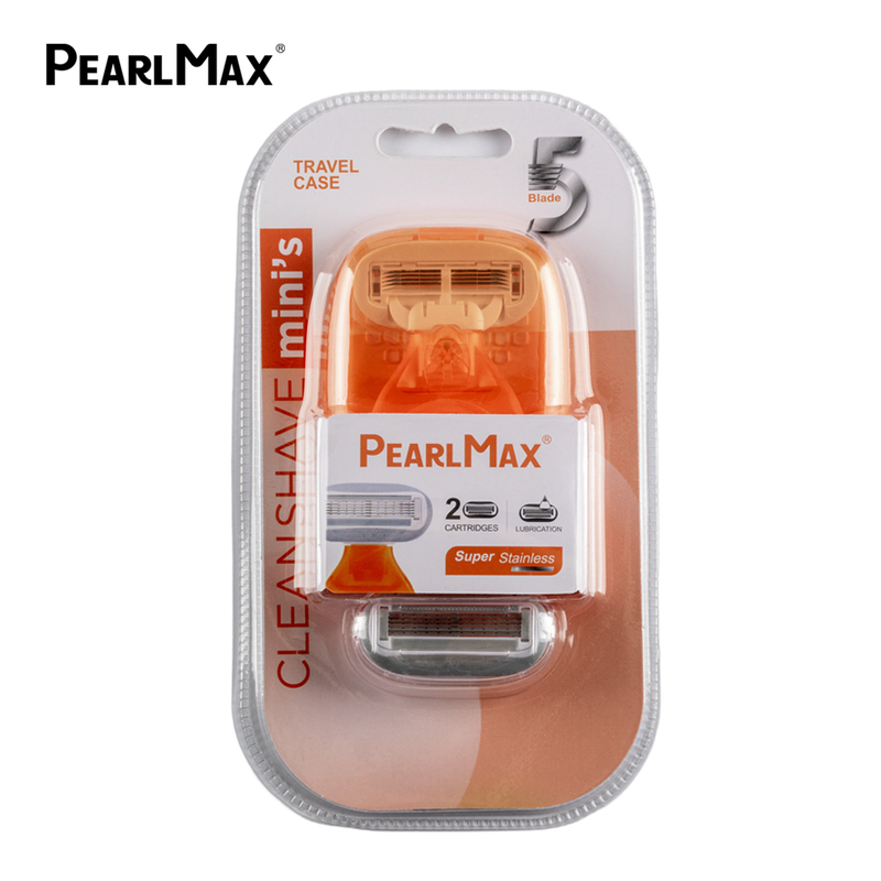 PearlMax Factory Good Quality Blades Special Designed Mini Travel Case Lady Razor 1+2 Cartridges Five Blades Women Razor Shaving 