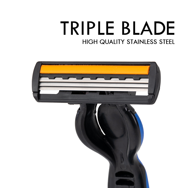 PearlMax High Quality Disposable Shaving Razors for Men Manual Non-Slip Handle with Lubrication Strip and Triple Blades Cheap