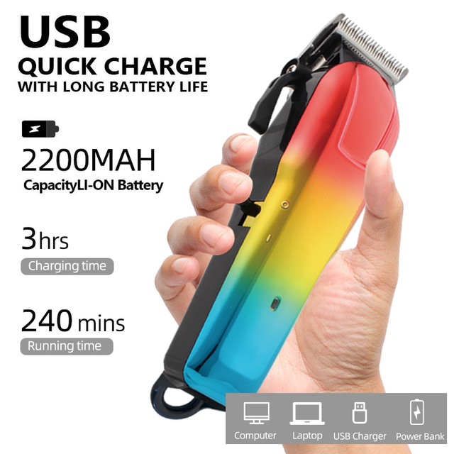 PearlMax Rechargeable Cordless Hair Styling Tool Grooming Kit Colorful Salon Barber Hair Trimmer