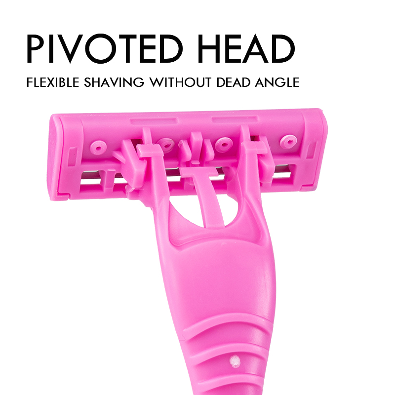 Pearl Max Plastic Triple Stainless Steel Blade Pivoting Head With Lubricating Strip Disposable Razor Plastic Handle Cheap Razor