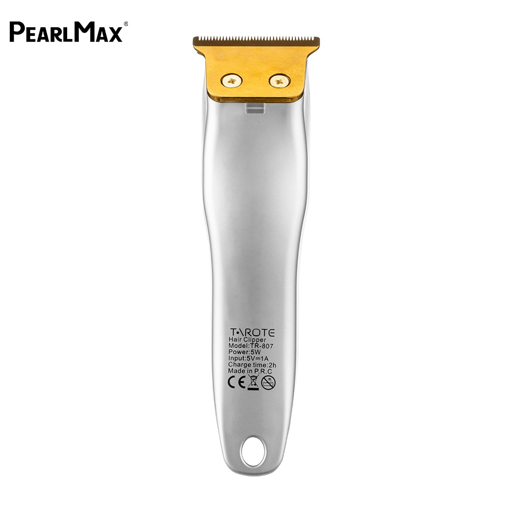 Pearlmax USB Rechargeable Electric Hair Trimmer Metal Silver Salon Barber Hair Clipper Machine Trimmer