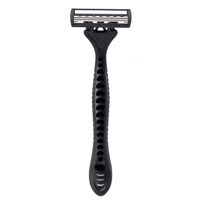 PearlMax New Triple Blade Shaving Razor With Lubricating Strip Rubber Handle Barber High Quality Razor