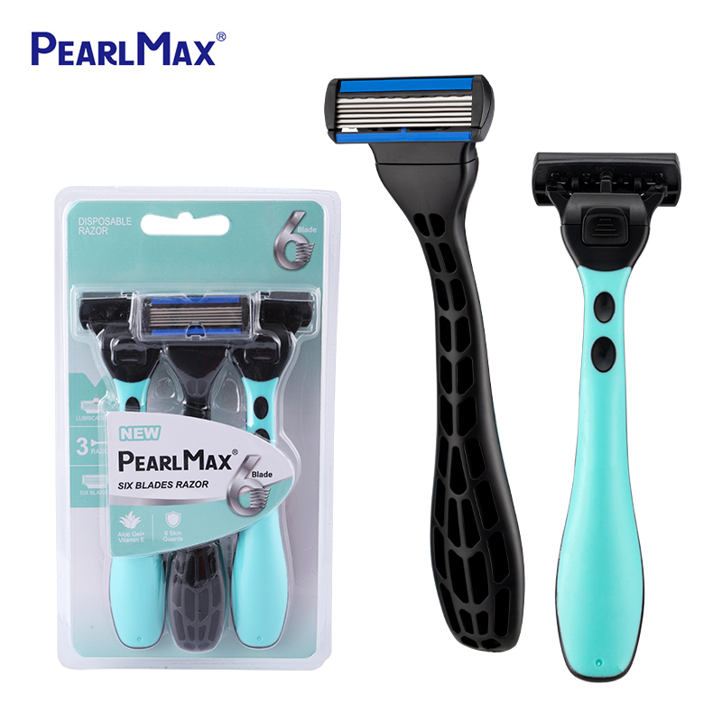 PearlMax Razor Rubber Handle Manufacturer Safety Shaving Razor 6 Blade Disposable Razor for Men