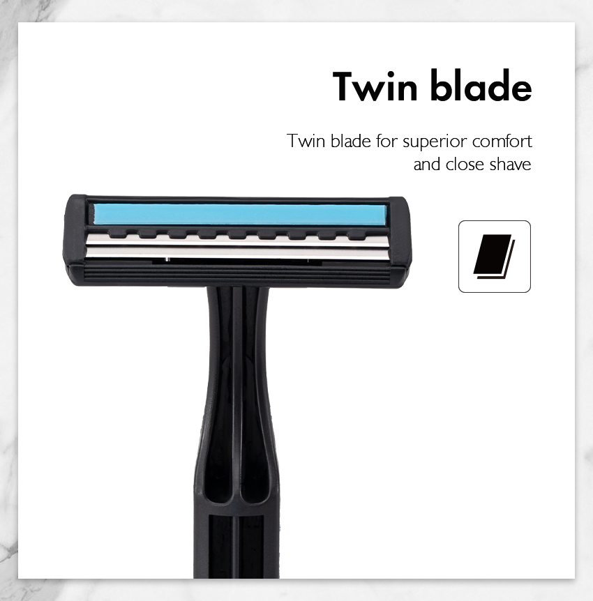 PearlMax Wholesale Fixed Head Razor Twin Blades Shaving Razor Pivot Men's One Time Barber Cheap Rubber Handle Razor