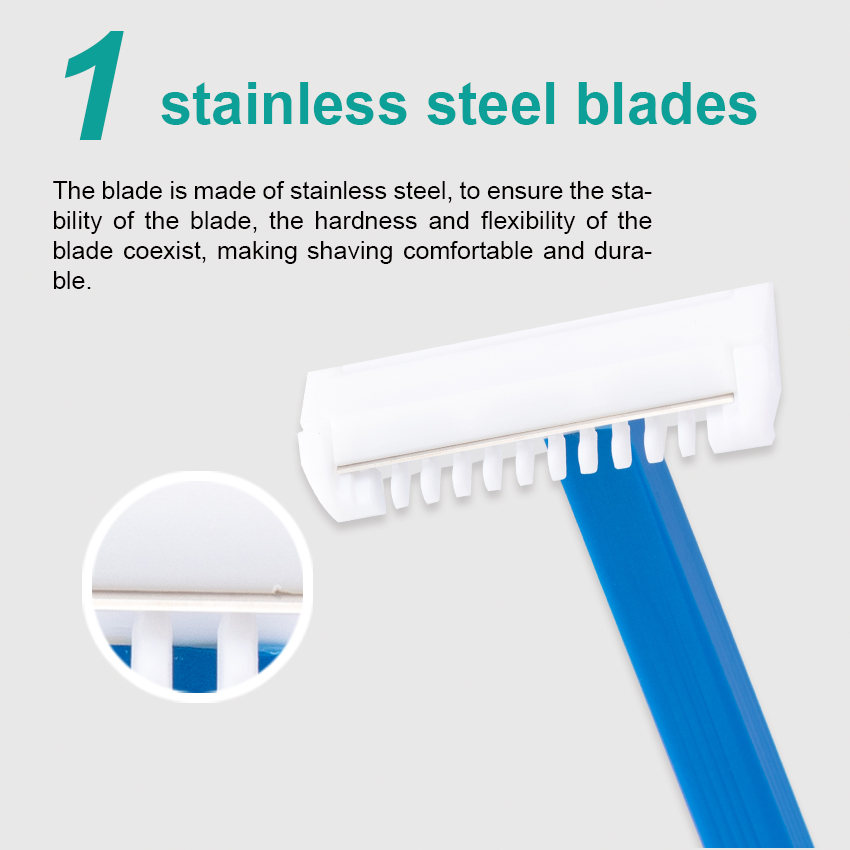 PearlMax High Quality Stainless Steel Razor Blades Disposable Single Men's Razor Barber 1 Blade Plastic Handle Razor