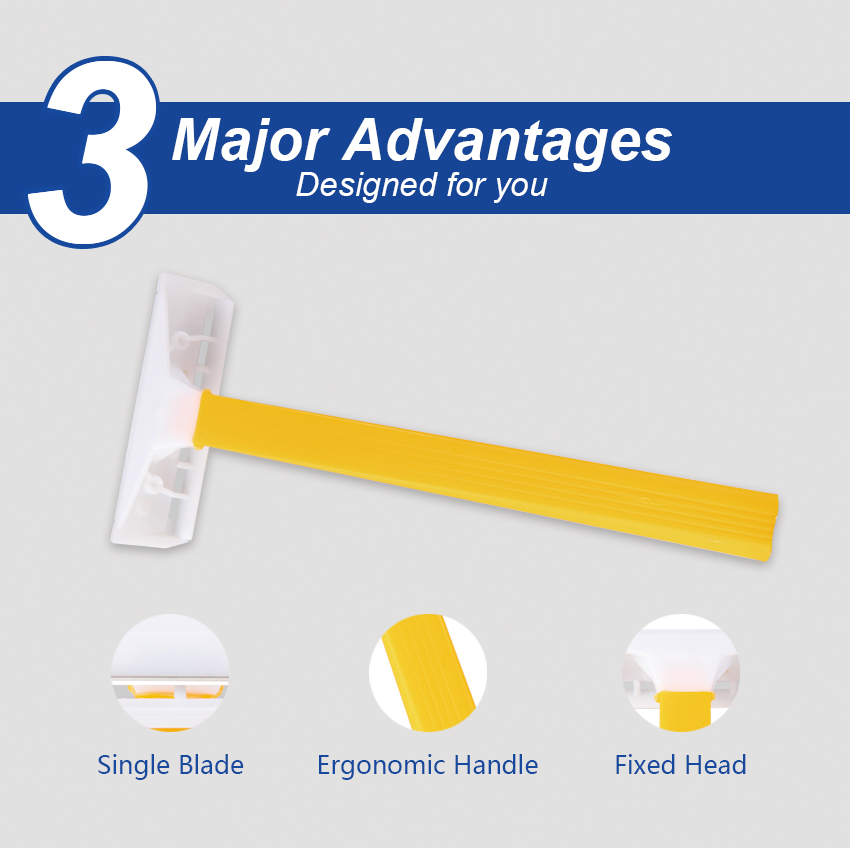 PearlMax Cheap High Quality Stainless Steel Razor Blades Disposable Single Men's Razor Barber 1 Blade Plastic Handle Razor