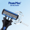 PearlMax New Six Blade Shavers for Men Soft Rubber Handle Shaving Disposable Razors