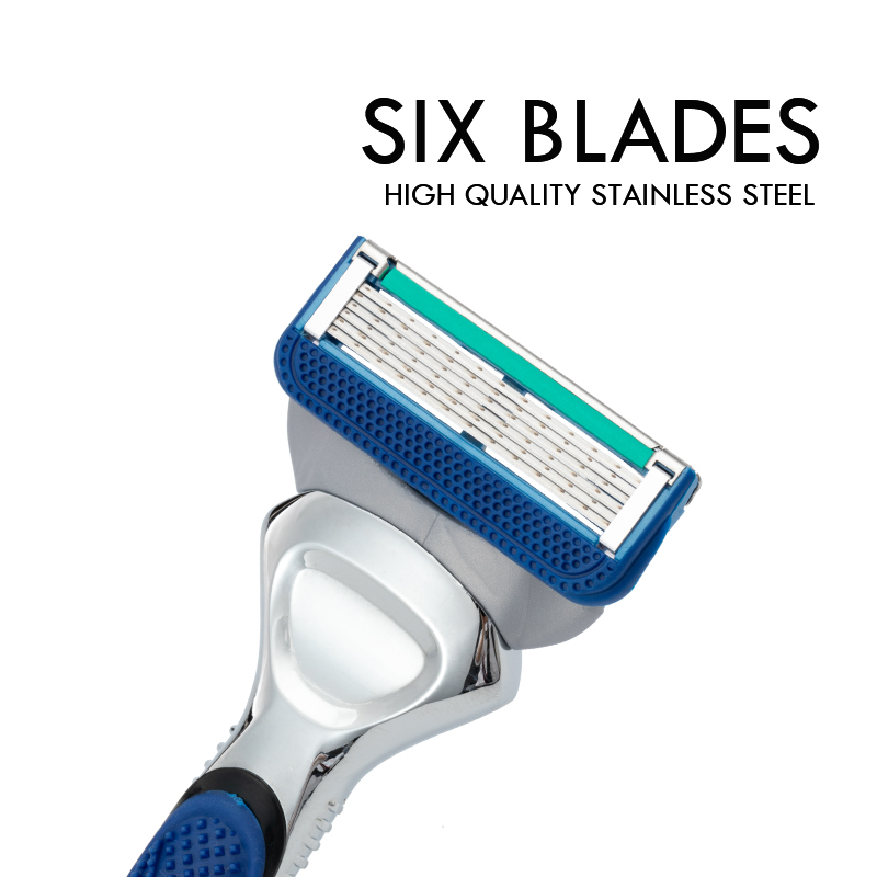 PearlMax New Type Six Blades Metal Handle Nice Look Shaving Razor High-End USA Blade Changeable Razor