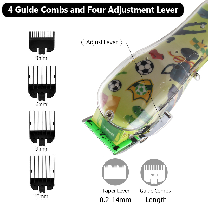 PearlMax T-Blade Haircut Machine Football Printed Mens Pro Cordless Rechargeable Hair Clipper Trimmer