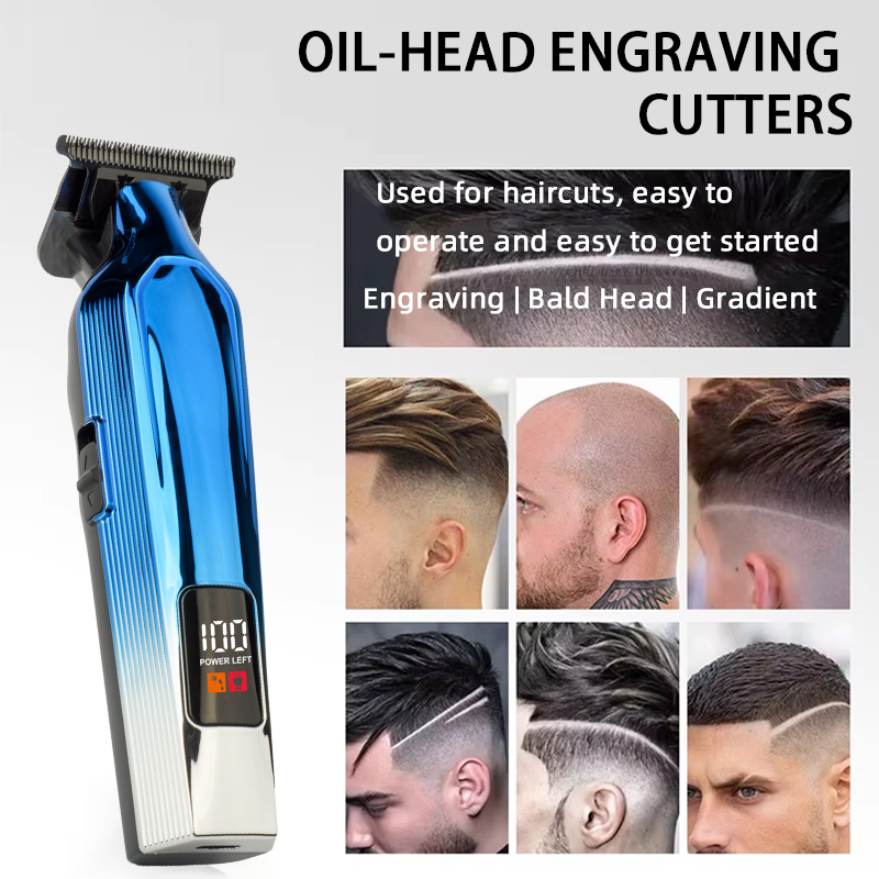 PearlMax Custom Logo USB Cordless Electric Hair Cutter Salon Use Digital Metal Hair Clippers