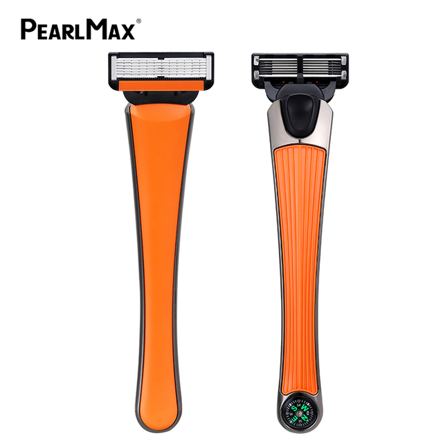 Pearlmax Men's Handheld Razor with Six Stainless Steel Blades And Plastic Handle for Shaving