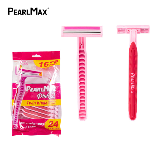 Pearl Max Wholesale High Quality Stainless Steel Twin Blade Disposable Shaving Razor for Woman