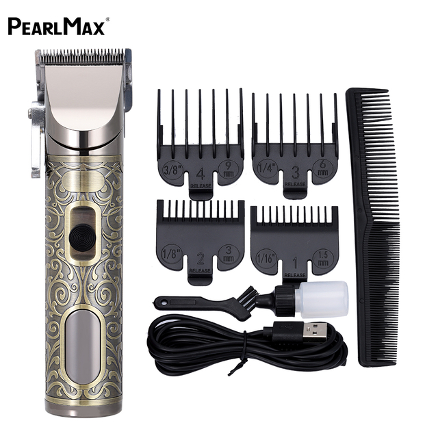 Pearlmax Professional Electric Hair Clipper for Barbers Adjustable Lever with LED Display Cordless Hair Trimmer