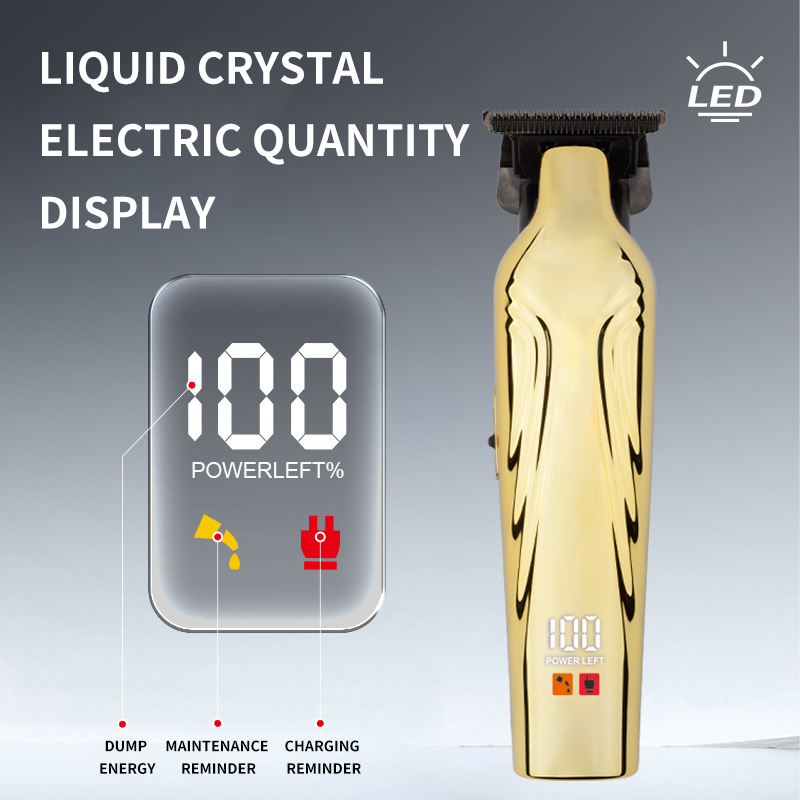 PearlMax Custom Logo USB Cordless Electric Hair Cutter Carved Metal Salon Use Digital Hair Clippers