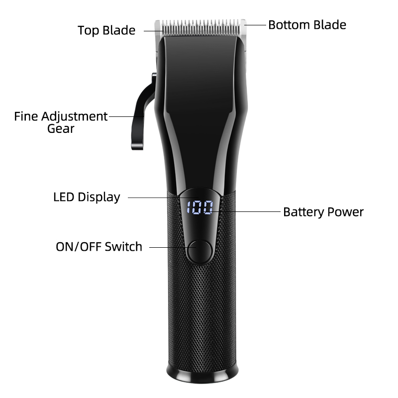 PearlMax Custom Adjustable Lever Digital Hair Clippers LCD Display Barber Salon Cordless Hair Trimmer