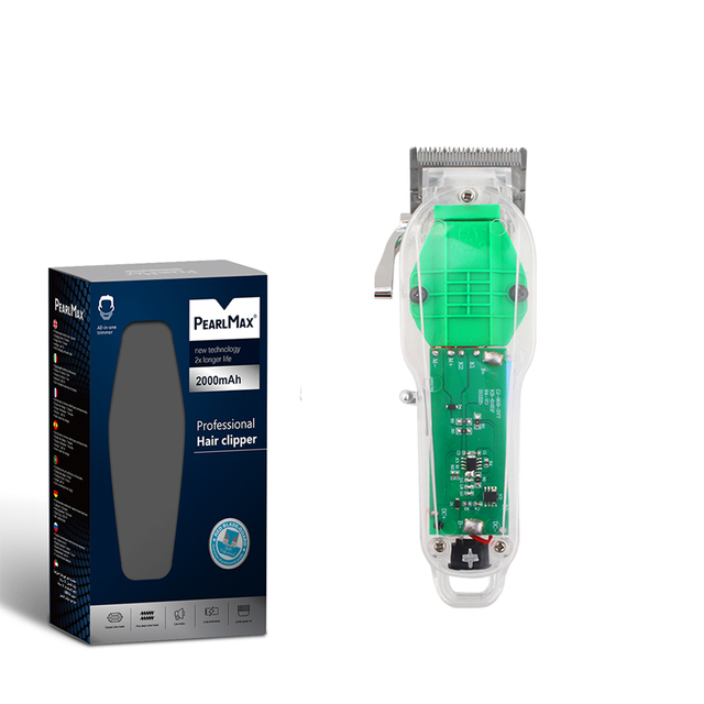 PearlMax Custom Beard Trimmer Hair Cutting Tool Transparent Men Electric Hair Clipper with LCD Display