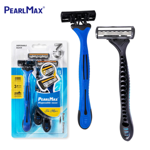 PearlMax New Triple Blade High Quality Razor Rubber Handle Barber Shaving Razor 