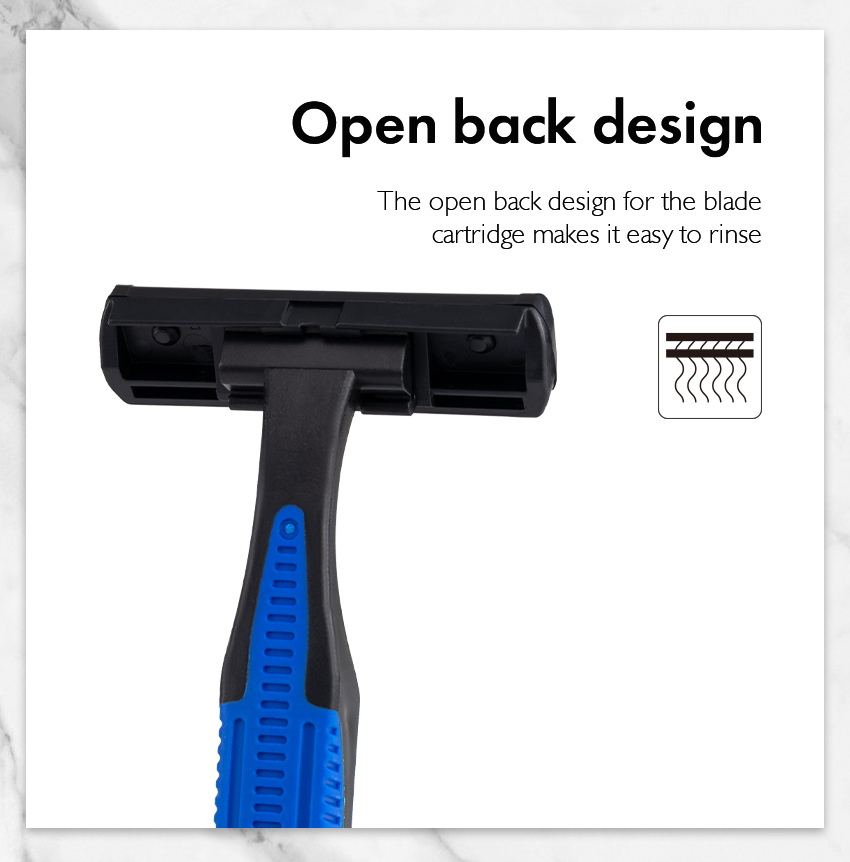 PearlMax Wholesale Fixed Head Razor Twin Blades Shaving Razor Pivot Men's One Time Barber Cheap Rubber Handle Razor