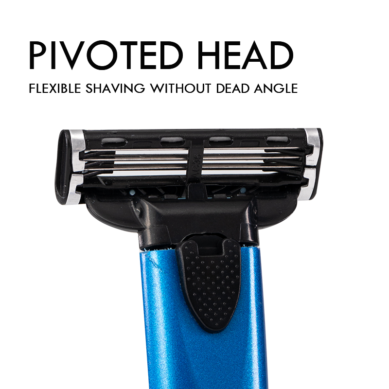 PearlMax Sweden Quality Metal Handle Shaving Razor with Replaceable Head for Barber Shop High Quality Triple Blade Razor