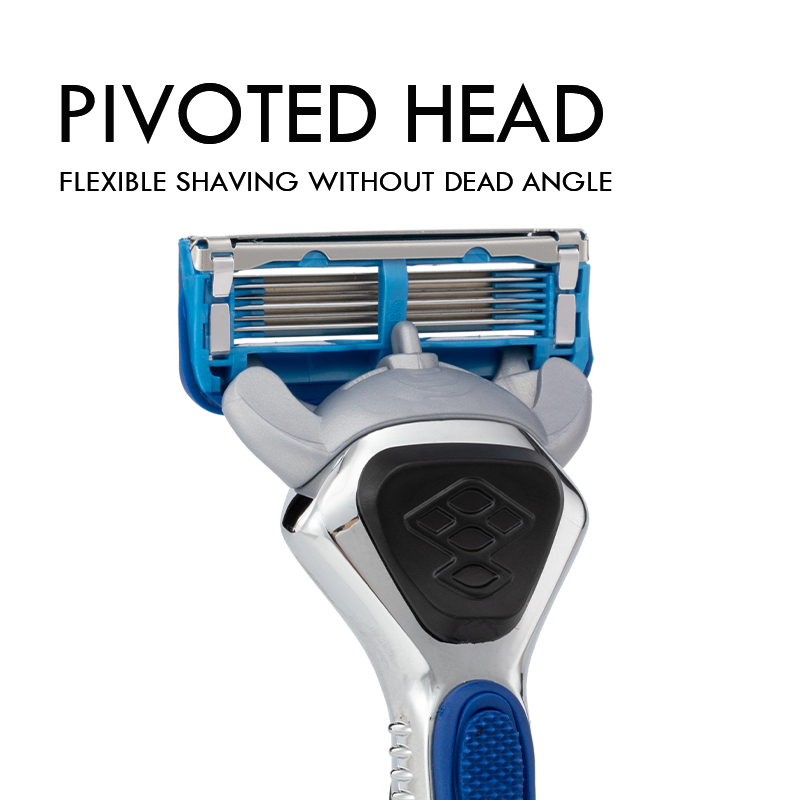 PearlMax New Type Six Blades Metal Handle Nice Look Shaving Razor High-End USA Blade Changeable Razor