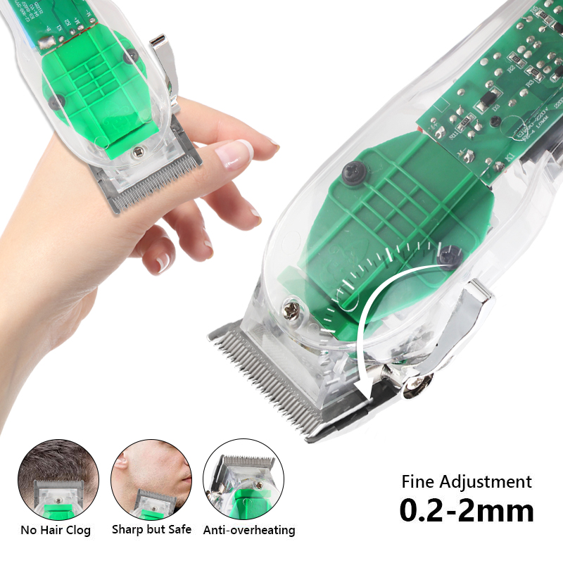 PearlMax Custom Beard Trimmer Hair Cutting Tool Transparent Men Electric Hair Clipper with LCD Display