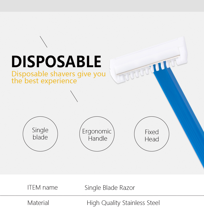 PearlMax High Quality Stainless Steel Razor Blades Disposable Single Men's Razor Barber 1 Blade Plastic Handle Razor