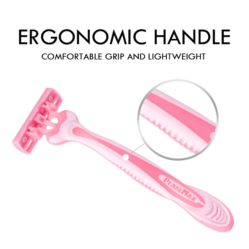 PearlMax Disposable Triple Blade Razor with rubble Handle Men's Shaving razor Face Razors