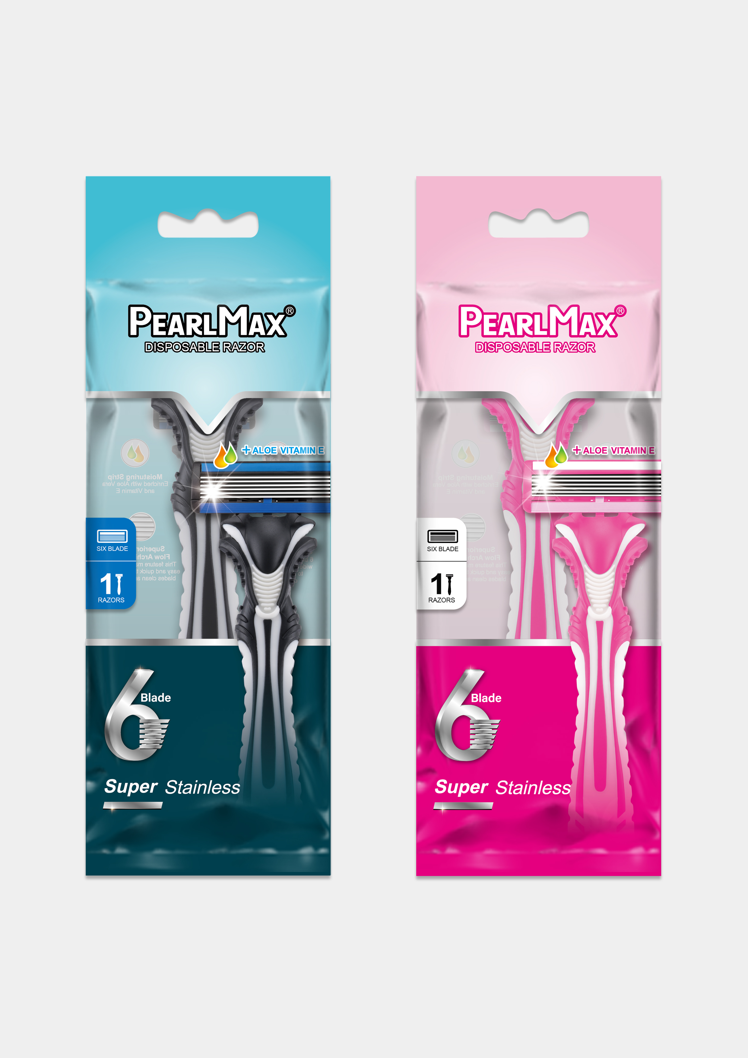 PearlMax New Six Blade Shavers for Men Soft Rubber Handle Shaving Disposable Razors