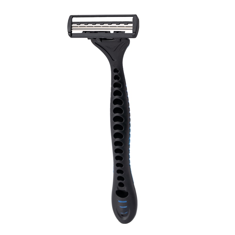 PearlMax New Triple Blade Shaving Razor With Lubricating Strip Rubber Handle Barber High Quality Razor