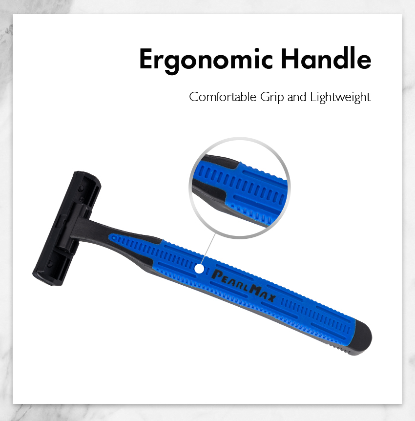 PearlMax Wholesale Fixed Head Razor Twin Blades Shaving Razor Pivot Men's One Time Barber Cheap Rubber Handle Razor