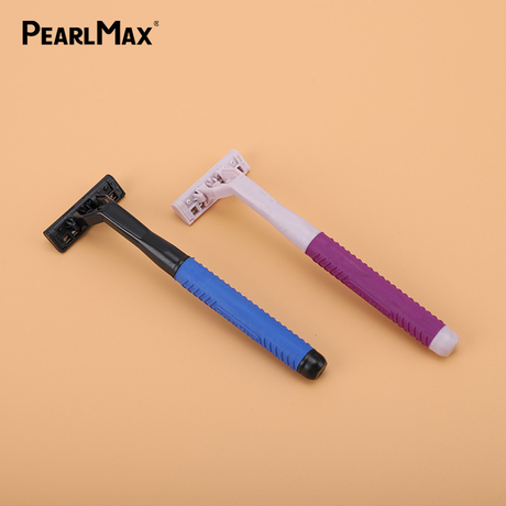Pearlmax Triple Blades Stainless Steel Razor Wholesale Blades Shaving Razor Disposable Rubber Handle Barber High Quality Razor