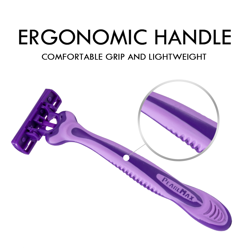 PearlMax Face Razor Disposable Triple Blade Rubble Handle Men's Shaving Razor for Women