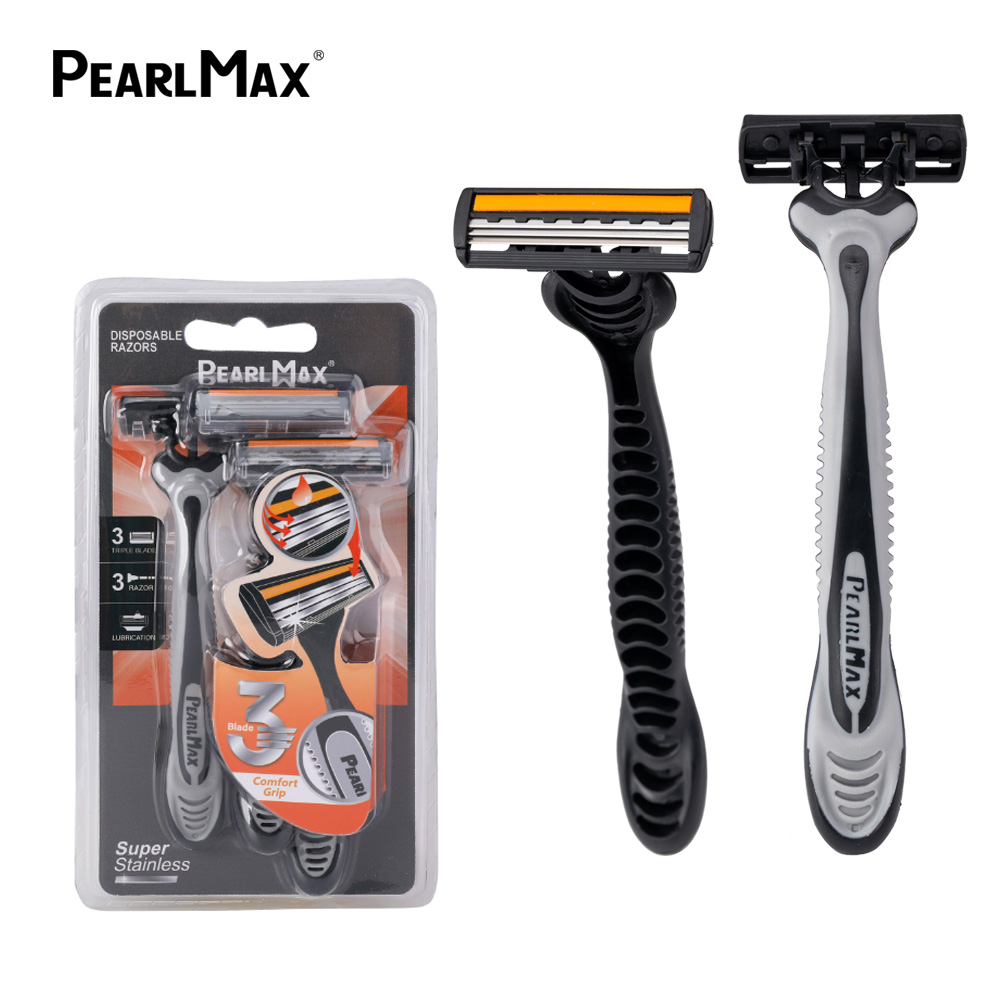 PearlMax Disposable Triple Blade Rubble Handle Men's Shaving Razor for Men Face Razor