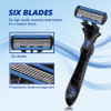PearlMax New Six Blade Shavers for Men Soft Rubber Handle Shaving Disposable Razors