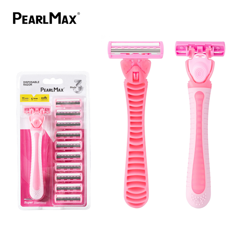 PearlMax Replaceable Head Triple Blade Razor for Men 11pcs Pack Manual Face Razor No Disposable Shaver
