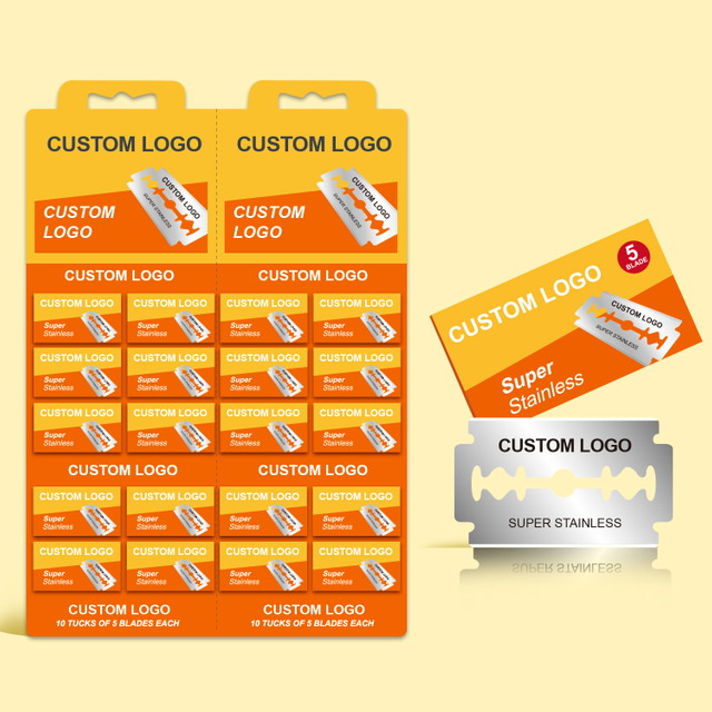 PearlMax Customized Logo Accepted Barber Razor Blade Wholesale OEM Custom Stainless Steel Double Edge Blades