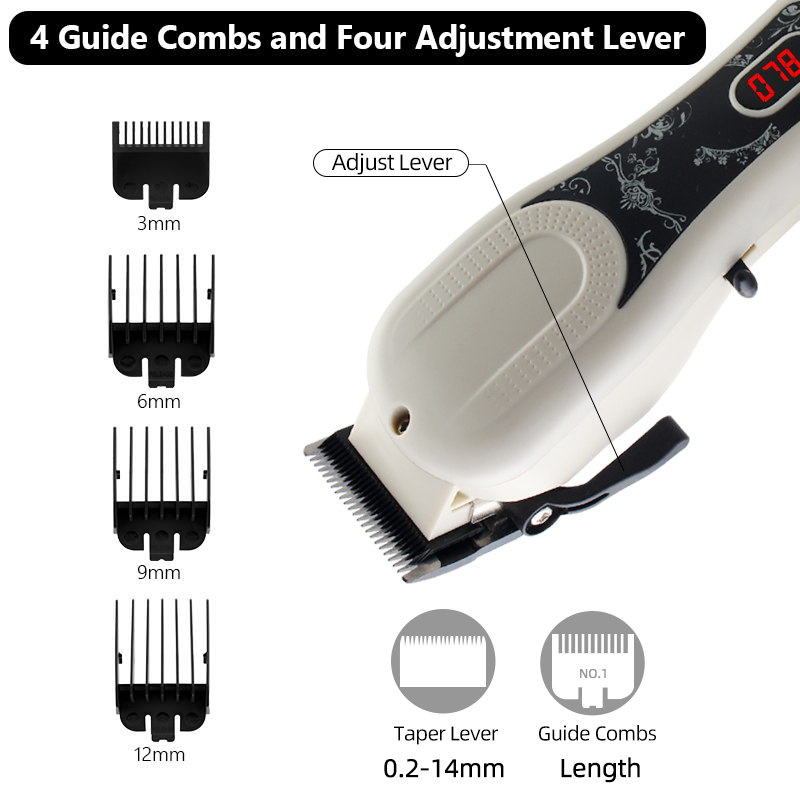PearlMax Digital USB Rechargeable Mens Hair Clipper Electric Hair Trimmer with LCD Display