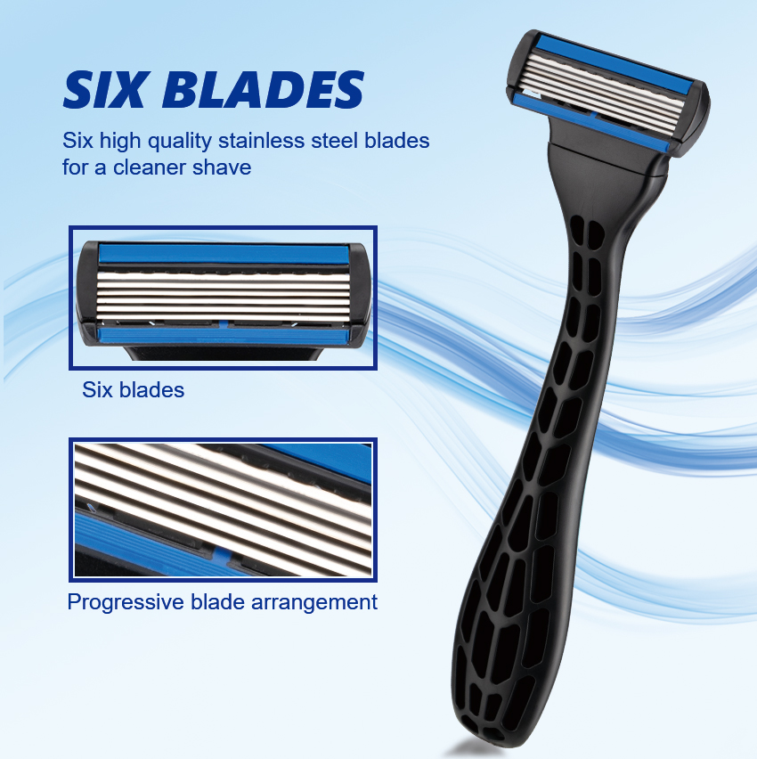 PearlMax Razor Rubber Handle Manufacturer Safety Shaving Razor 6 Blade Disposable Man Razor