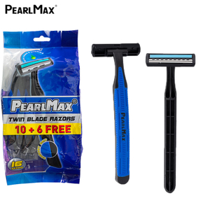PearlMax Wholesale Fixed Head Razor Twin Blades Shaving Razor Pivot Men's One Time Barber Cheap Rubber Handle Razor