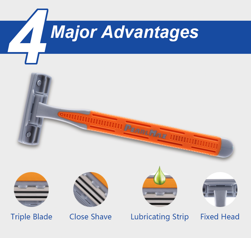 PearlMax High Quality Triple Blade Disposable Shaving Razor