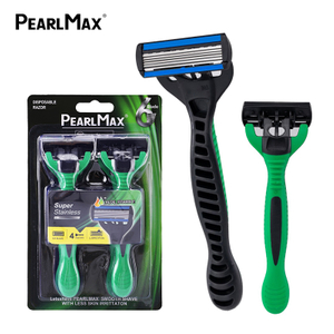 PearlMax Face Shaving Disposable Shaving Razor Make up Tools Barber Stainless Steel Six Blades Rubber Handle Shaving Kit