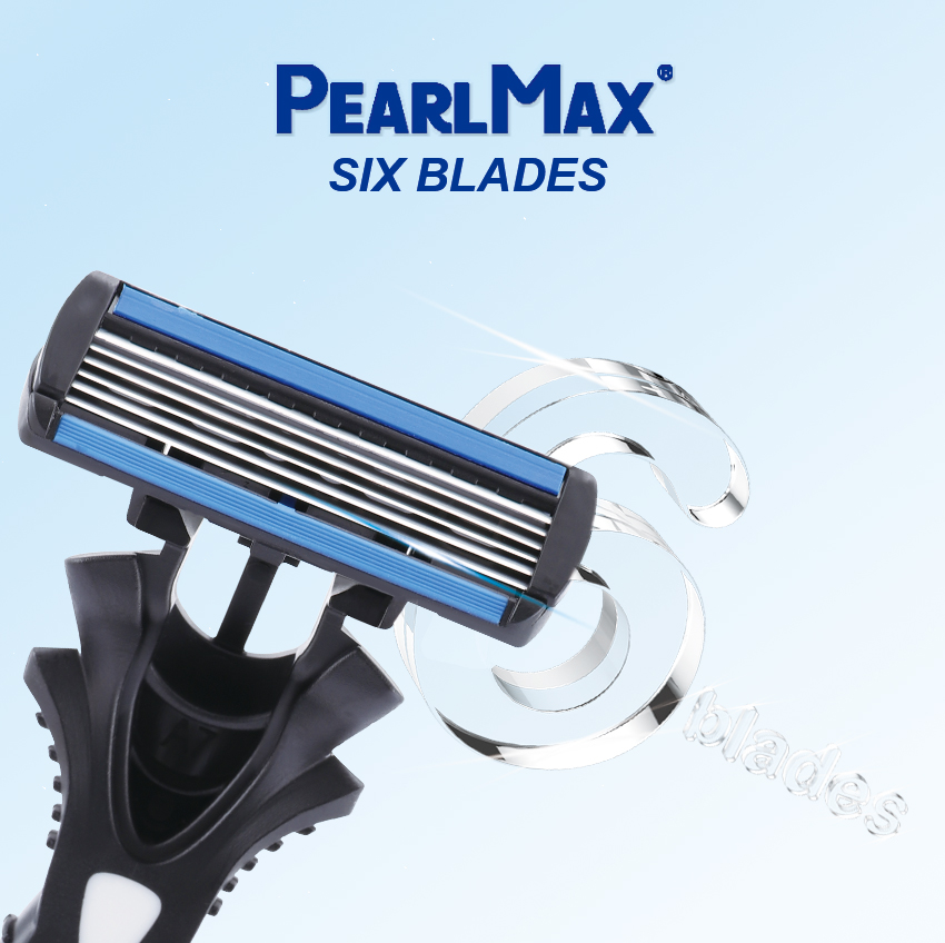 PearlMax Factory Stainless Steel 6 Blades Face Razor Steel Razor Six Blades Blister Card Pack Disposable Shaving Razors for Men