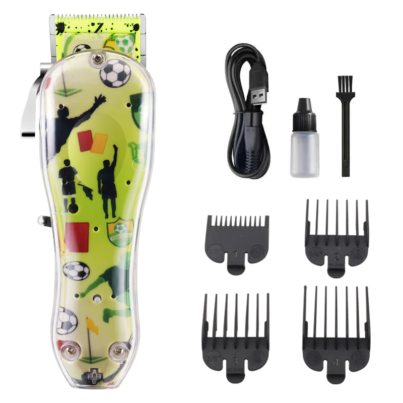 PearlMax T-Blade Haircut Machine Football Printed Mens Pro Cordless Rechargeable Hair Clipper Trimmer