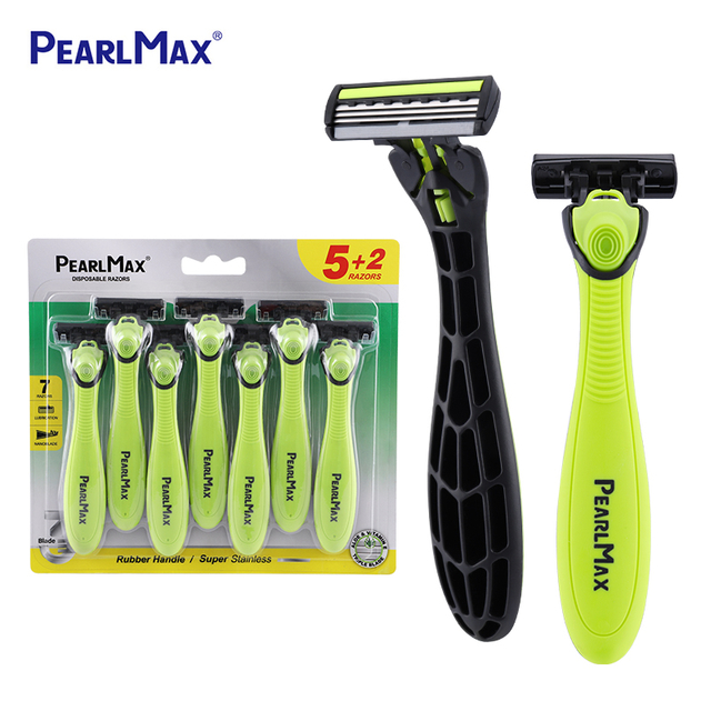 PearlMax Wholesale Newest Max high quality 3 blades shaving razor disposable 19 cartridges razor for men Stainless Steel Razor