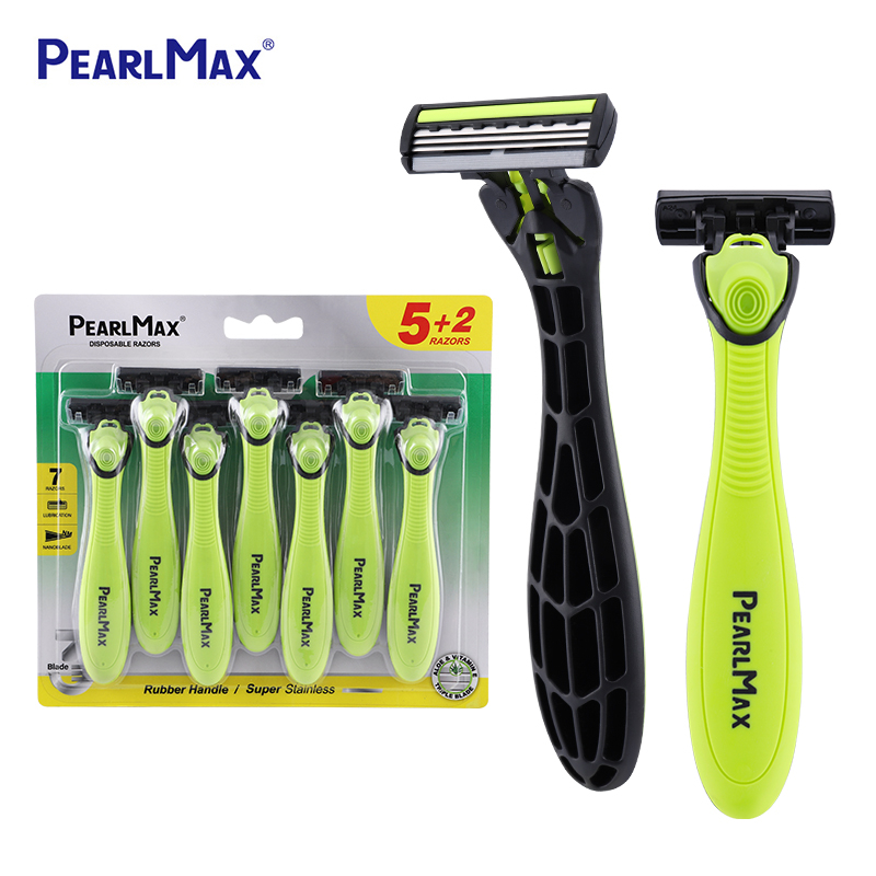 PearlMax Wholesale Newest Max high quality 3 blades shaving razor disposable 19 cartridges razor for men Stainless Steel Razor